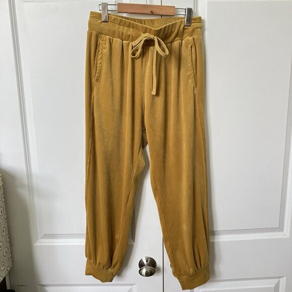 Anthropologie Saturday Sunday Merida Velvet Joggers Womens M Gold - Picture 3 of 11